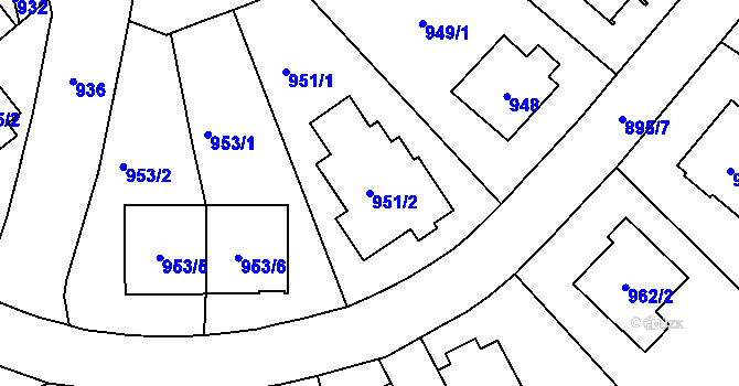 Parcela st. 951/2 v KÚ Libuš, Katastrální mapa