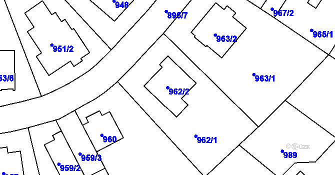 Parcela st. 962/2 v KÚ Libuš, Katastrální mapa