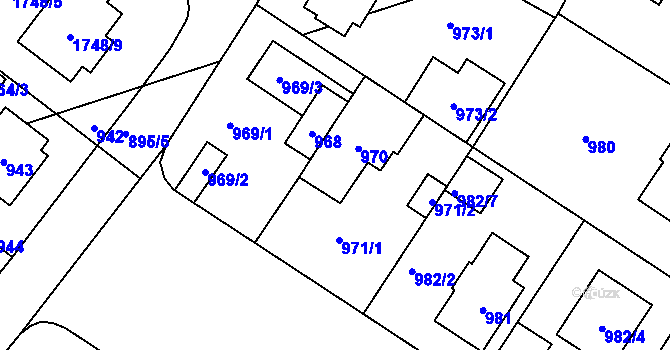 Parcela st. 970 v KÚ Libuš, Katastrální mapa
