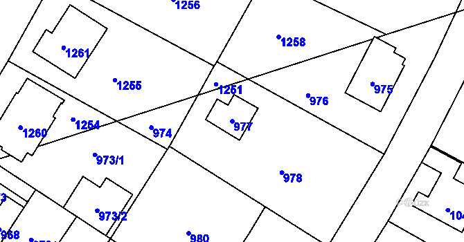 Parcela st. 977 v KÚ Libuš, Katastrální mapa