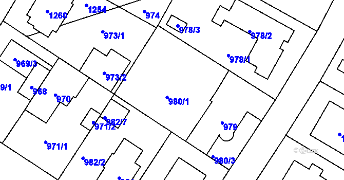 Parcela st. 980 v KÚ Libuš, Katastrální mapa