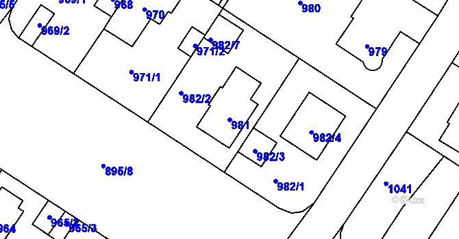 Parcela st. 981 v KÚ Libuš, Katastrální mapa
