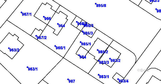 Parcela st. 985/1 v KÚ Libuš, Katastrální mapa