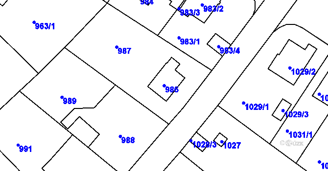 Parcela st. 986 v KÚ Libuš, Katastrální mapa