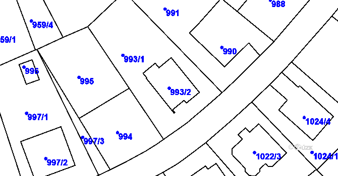 Parcela st. 993/2 v KÚ Libuš, Katastrální mapa