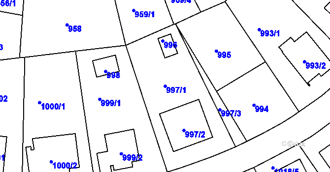 Parcela st. 997/1 v KÚ Libuš, Katastrální mapa