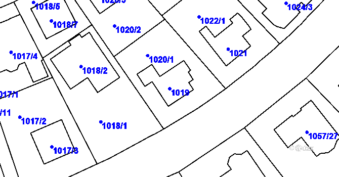 Parcela st. 1019 v KÚ Libuš, Katastrální mapa