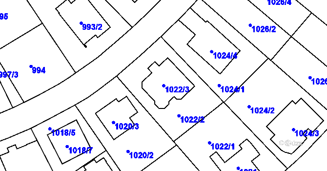 Parcela st. 1022/3 v KÚ Libuš, Katastrální mapa