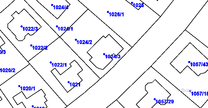 Parcela st. 1024/3 v KÚ Libuš, Katastrální mapa