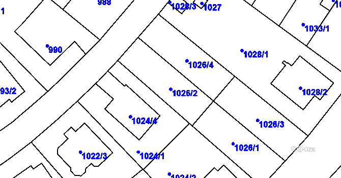 Parcela st. 1026/2 v KÚ Libuš, Katastrální mapa