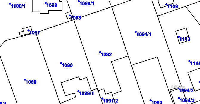 Parcela st. 1092 v KÚ Libuš, Katastrální mapa