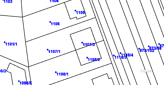 Parcela st. 1107/2 v KÚ Libuš, Katastrální mapa