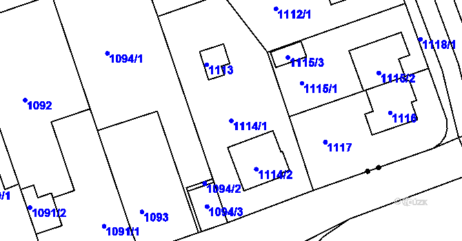 Parcela st. 1114/1 v KÚ Libuš, Katastrální mapa