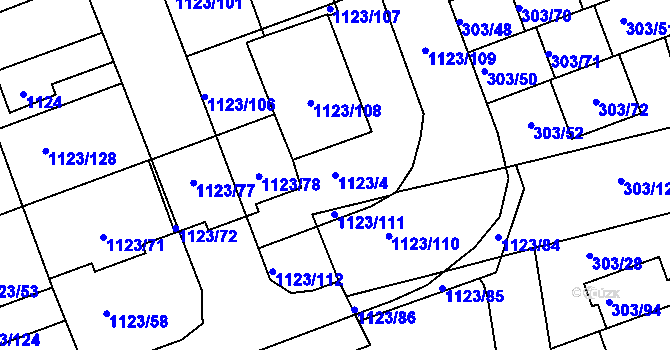 Parcela st. 1123/4 v KÚ Libuš, Katastrální mapa