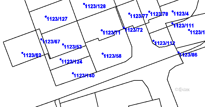 Parcela st. 1123/58 v KÚ Libuš, Katastrální mapa