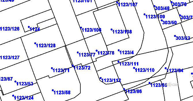Parcela st. 1123/78 v KÚ Libuš, Katastrální mapa