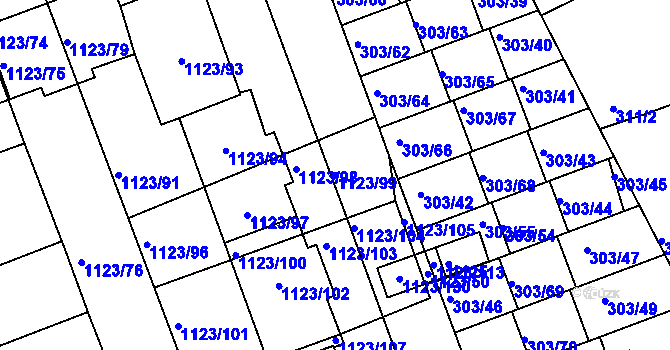 Parcela st. 1123/99 v KÚ Libuš, Katastrální mapa