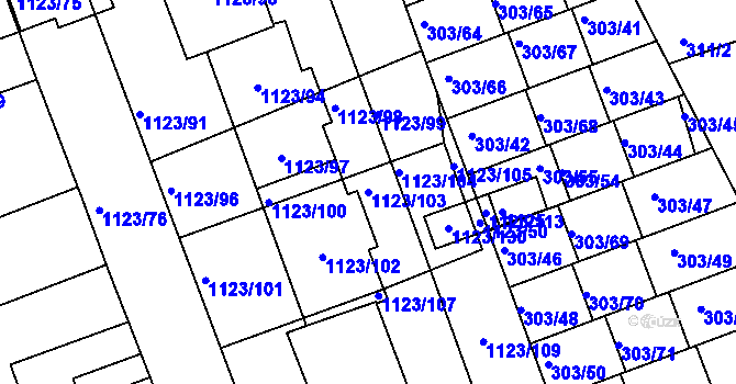 Parcela st. 1123/103 v KÚ Libuš, Katastrální mapa