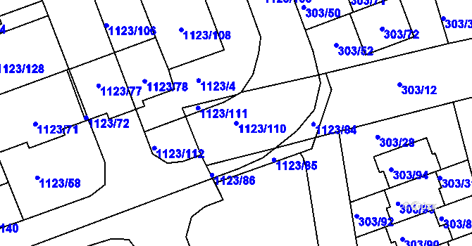 Parcela st. 1123/110 v KÚ Libuš, Katastrální mapa