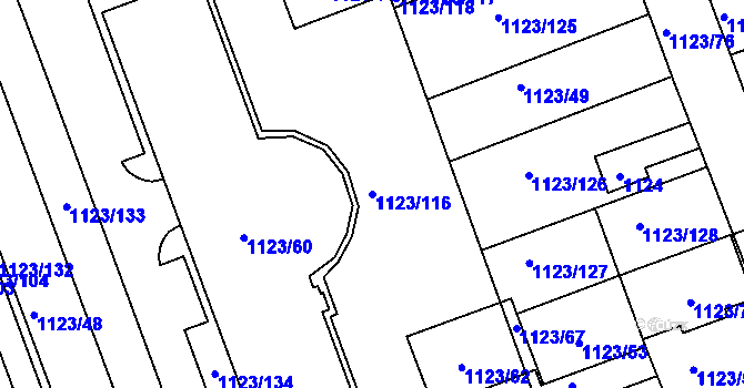 Parcela st. 1123/116 v KÚ Libuš, Katastrální mapa