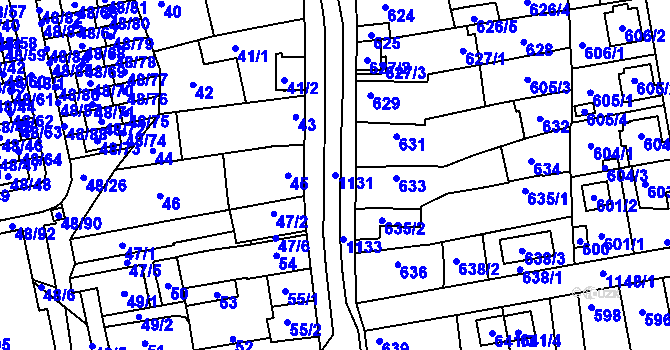 Parcela st. 1131 v KÚ Libuš, Katastrální mapa