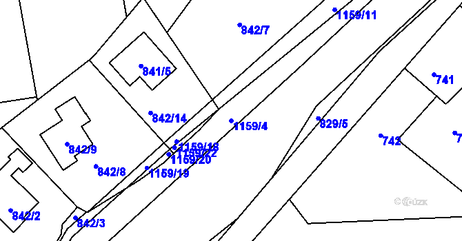 Parcela st. 1159/4 v KÚ Libuš, Katastrální mapa