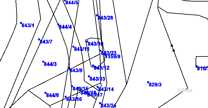 Parcela st. 1159/8 v KÚ Libuš, Katastrální mapa
