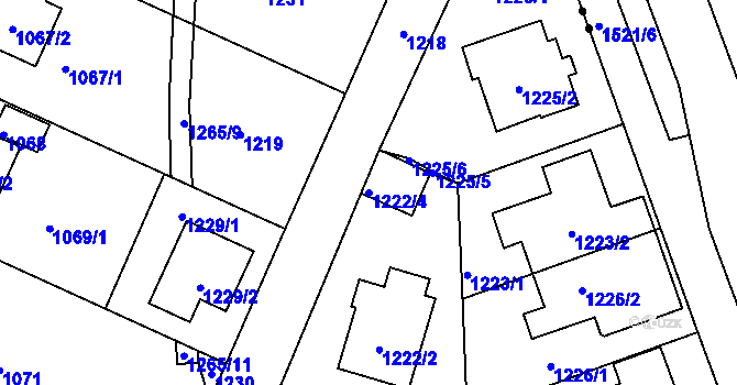 Parcela st. 1222/4 v KÚ Libuš, Katastrální mapa