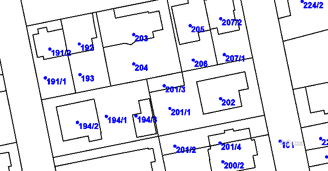 Parcela st. 201/3 v KÚ Libuš, Katastrální mapa