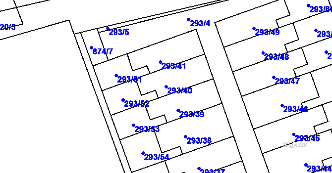 Parcela st. 293/40 v KÚ Libuš, Katastrální mapa