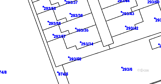 Parcela st. 293/34 v KÚ Libuš, Katastrální mapa