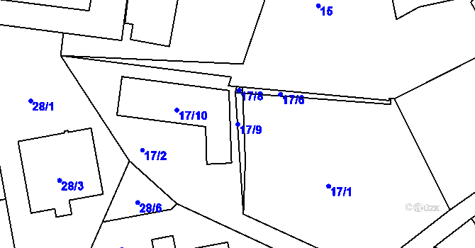 Parcela st. 17/9 v KÚ Libuš, Katastrální mapa