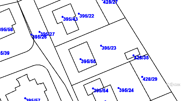 Parcela st. 395/23 v KÚ Libuš, Katastrální mapa