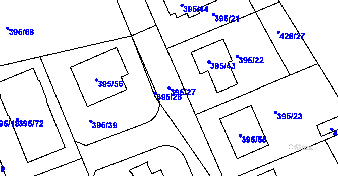 Parcela st. 395/27 v KÚ Libuš, Katastrální mapa