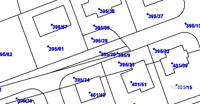 Parcela st. 395/29 v KÚ Libuš, Katastrální mapa