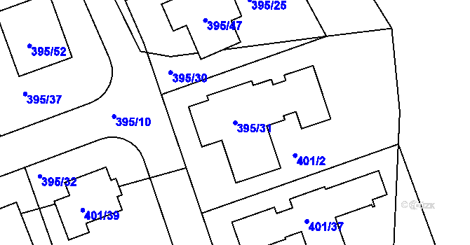Parcela st. 395/31 v KÚ Libuš, Katastrální mapa