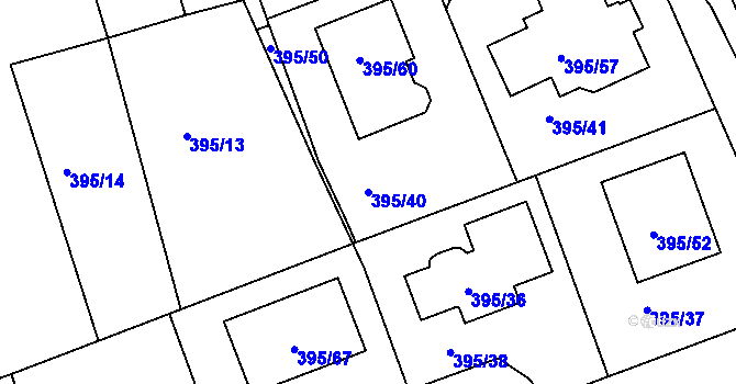 Parcela st. 395/40 v KÚ Libuš, Katastrální mapa