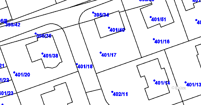 Parcela st. 401/17 v KÚ Libuš, Katastrální mapa