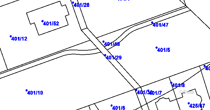 Parcela st. 401/29 v KÚ Libuš, Katastrální mapa
