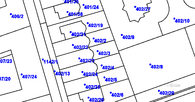 Parcela st. 402/3 v KÚ Libuš, Katastrální mapa