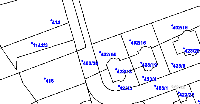 Parcela st. 402/14 v KÚ Libuš, Katastrální mapa