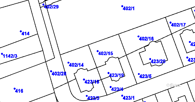 Parcela st. 402/15 v KÚ Libuš, Katastrální mapa