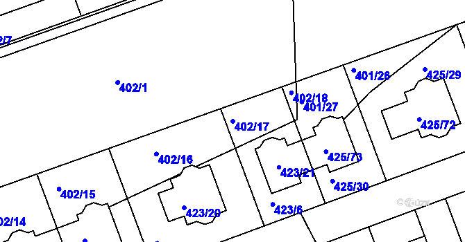 Parcela st. 402/17 v KÚ Libuš, Katastrální mapa