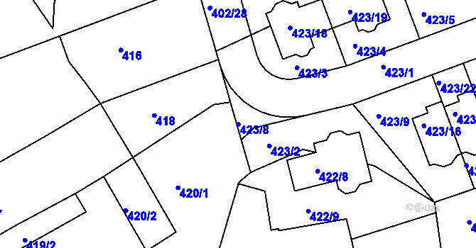 Parcela st. 423/8 v KÚ Libuš, Katastrální mapa