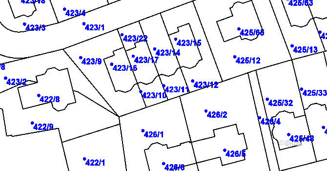 Parcela st. 423/11 v KÚ Libuš, Katastrální mapa