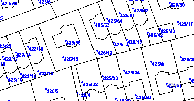 Parcela st. 425/13 v KÚ Libuš, Katastrální mapa