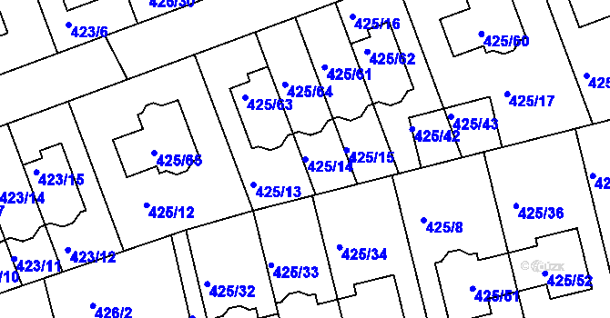 Parcela st. 425/14 v KÚ Libuš, Katastrální mapa