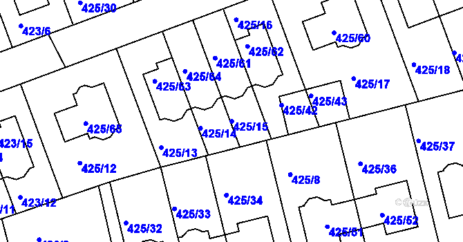 Parcela st. 425/15 v KÚ Libuš, Katastrální mapa