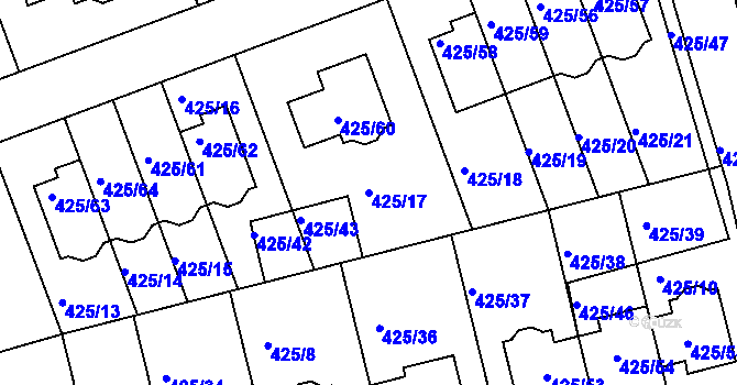 Parcela st. 425/17 v KÚ Libuš, Katastrální mapa