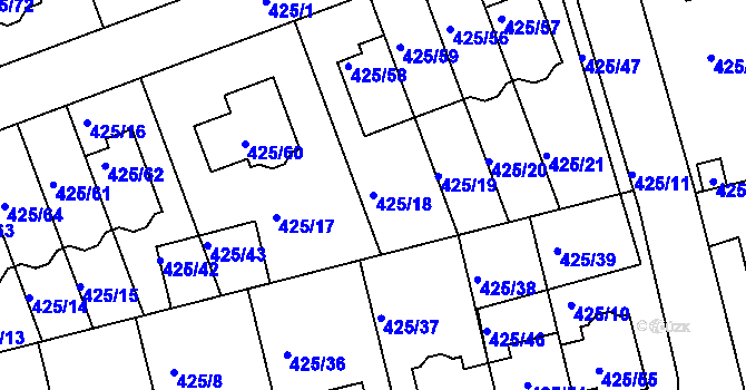 Parcela st. 425/18 v KÚ Libuš, Katastrální mapa